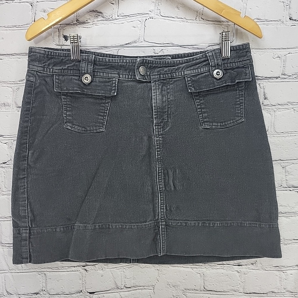 Vtg Patagonia Skirt Corduroy Gray Sz 10 Organic Cotton Flaw Stretch Gorpcore
